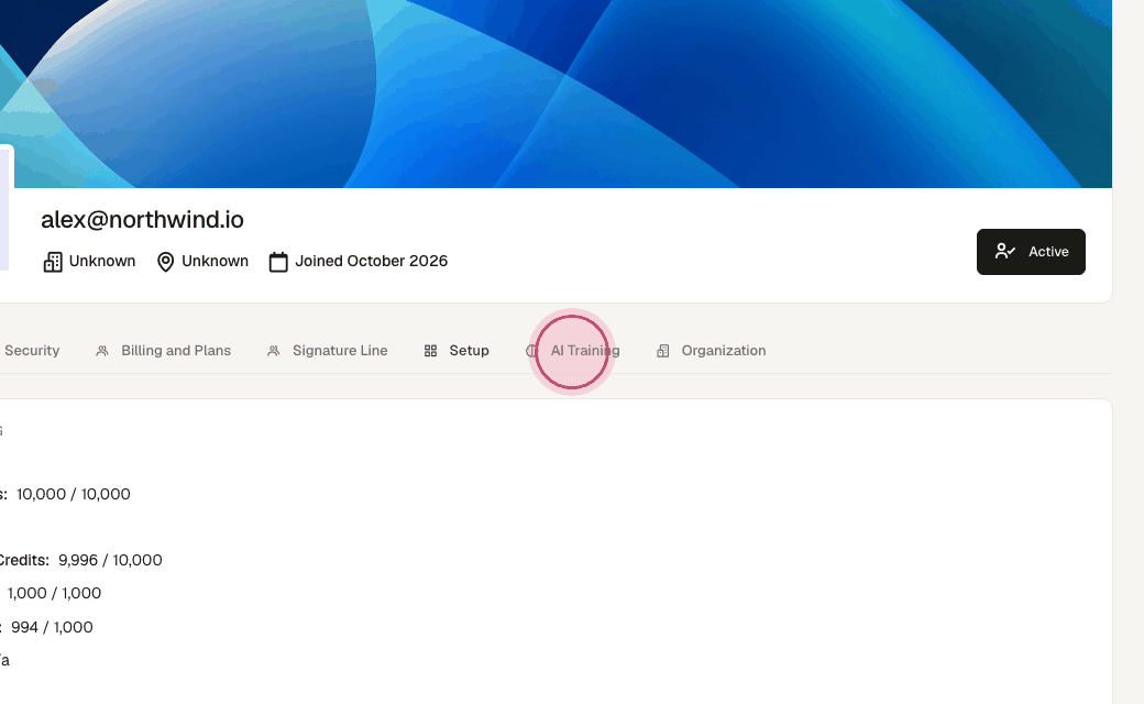 Step 2: Click the "AI Training" tab.