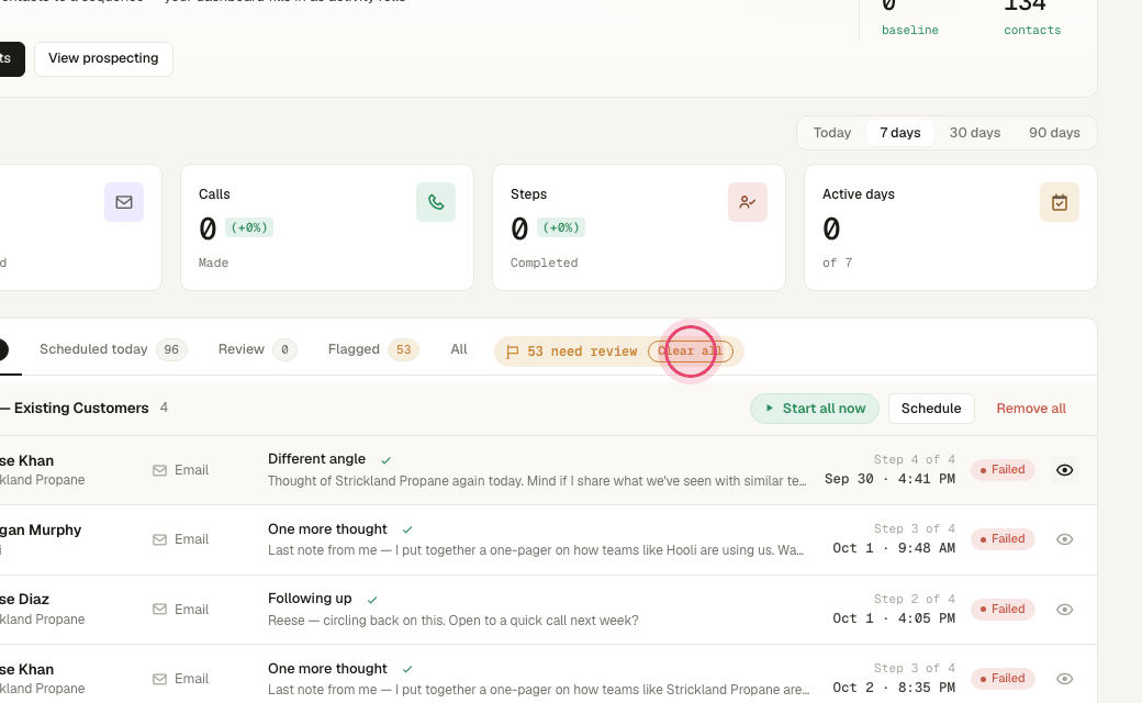 Step 8: "Clear all" on the flagged banner dismisses review flags in one go once you have looked at them.