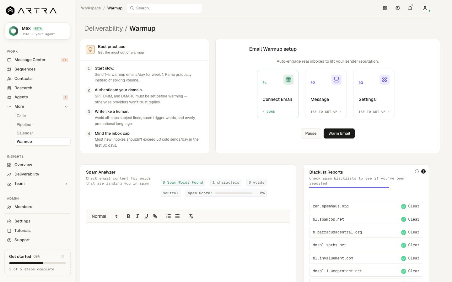 Step 2: Clear on every row is good. Click the refresh icon to re-check.