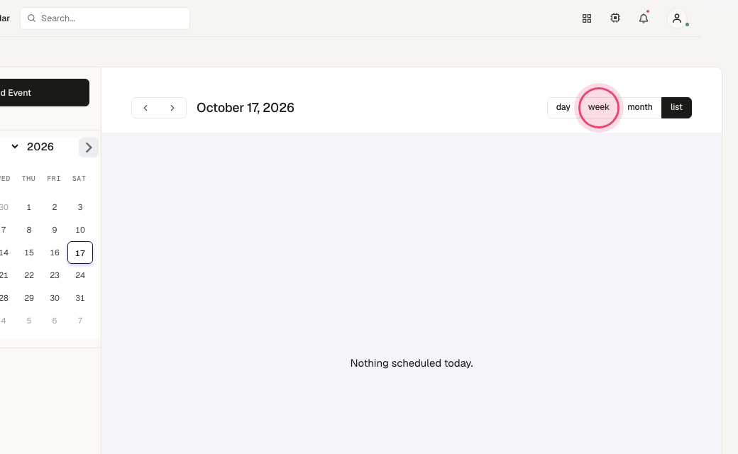 Step 3: Switch between day, week, month and list views.