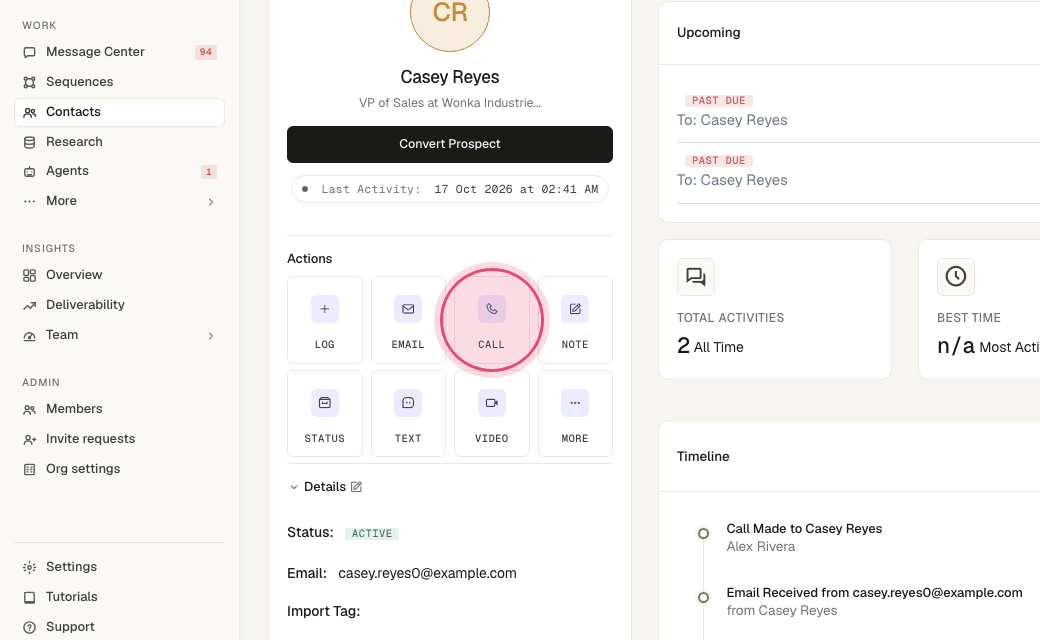 Step 3: Click "Call" to dial from the browser.