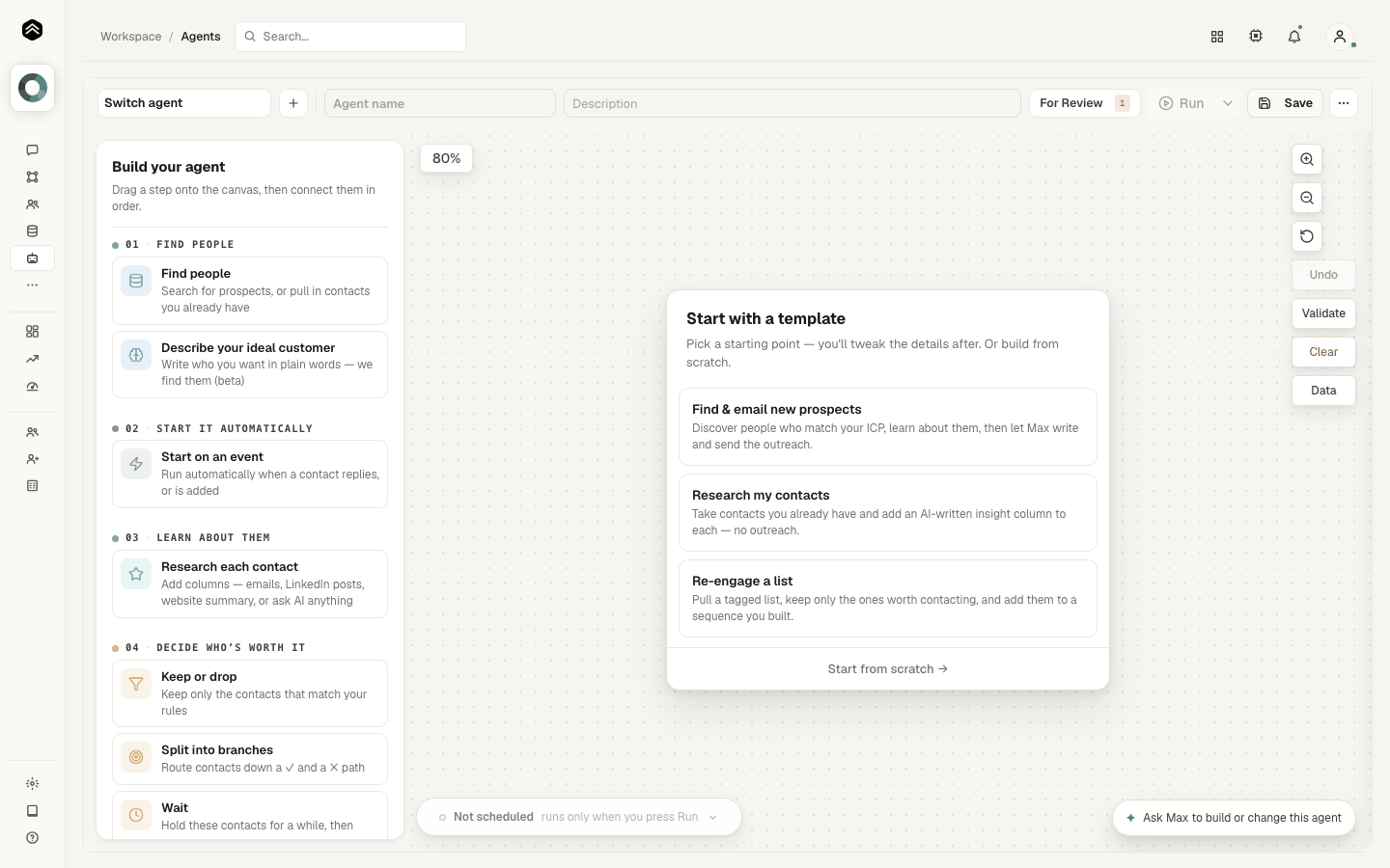 Step 3: The builder opens with a template picker.