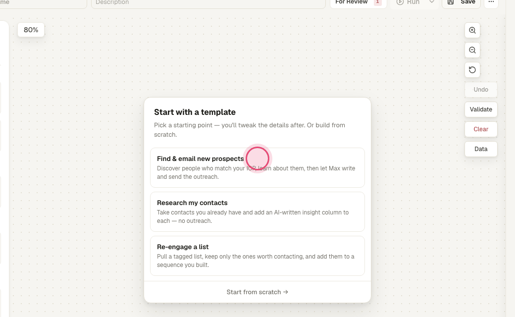 Step 4: Click a template, e.g. "Find & email new prospects".