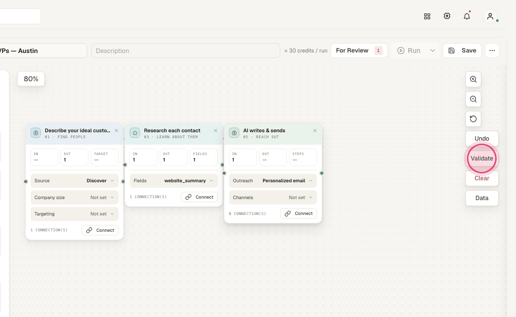 Step 7: Click "Validate" to check every step is configured.