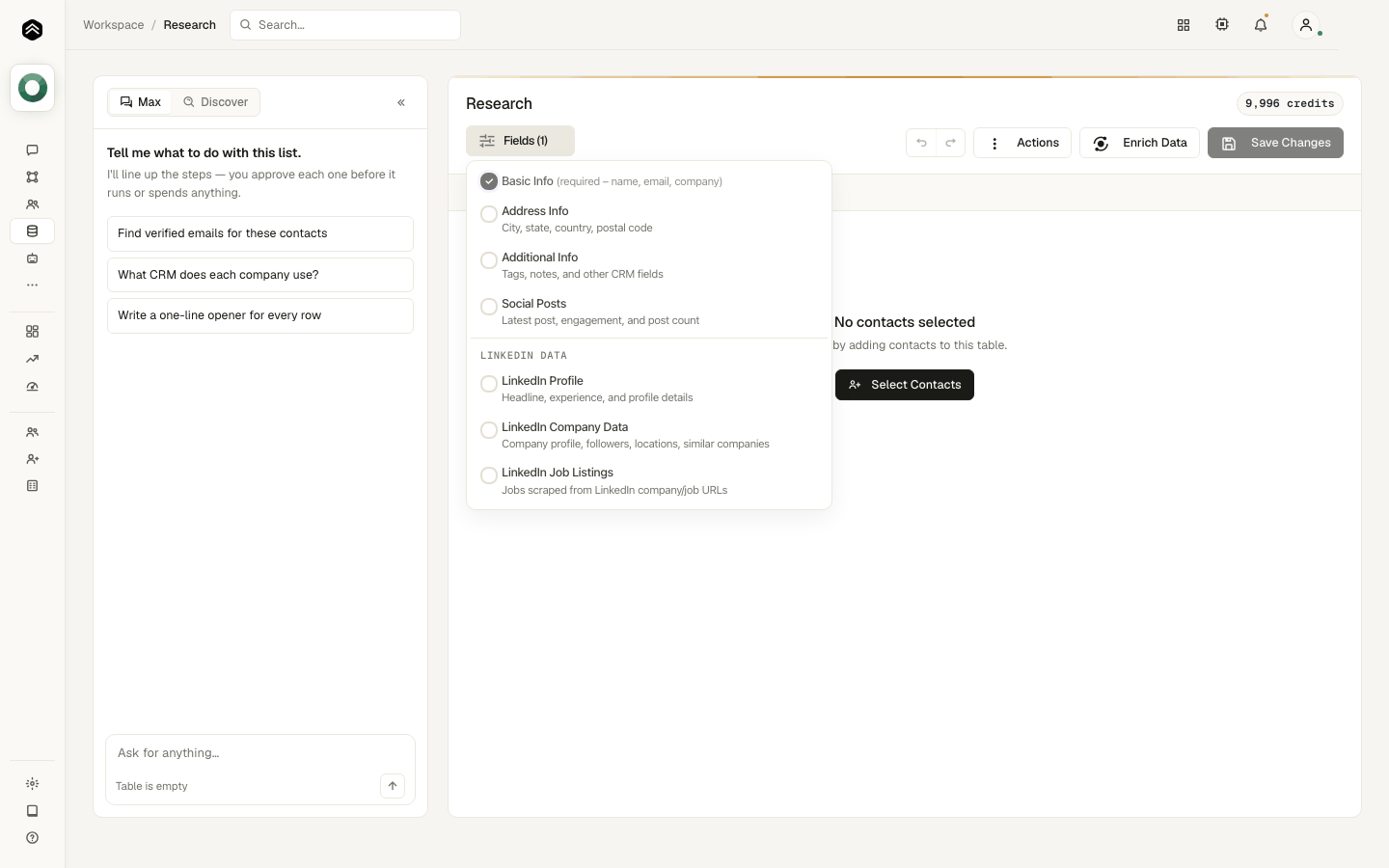 Step 3: Add a column by hand or from an enrichment; each becomes a field on those contacts.