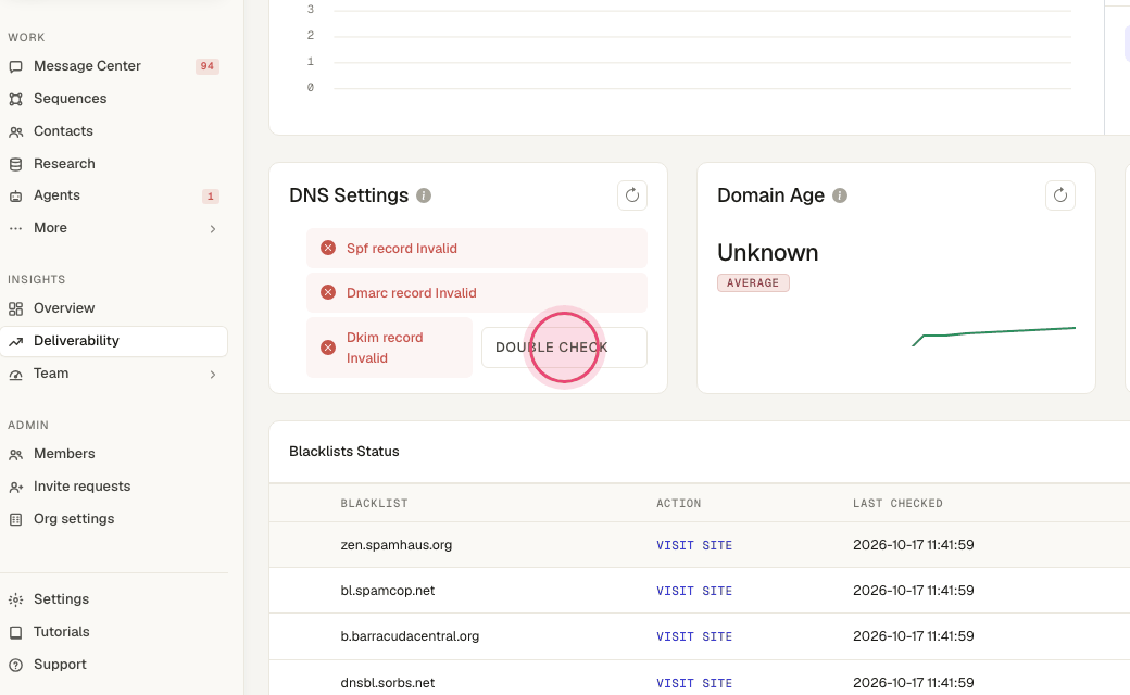 Step 5: Click "Double check" to verify DKIM on a real email.