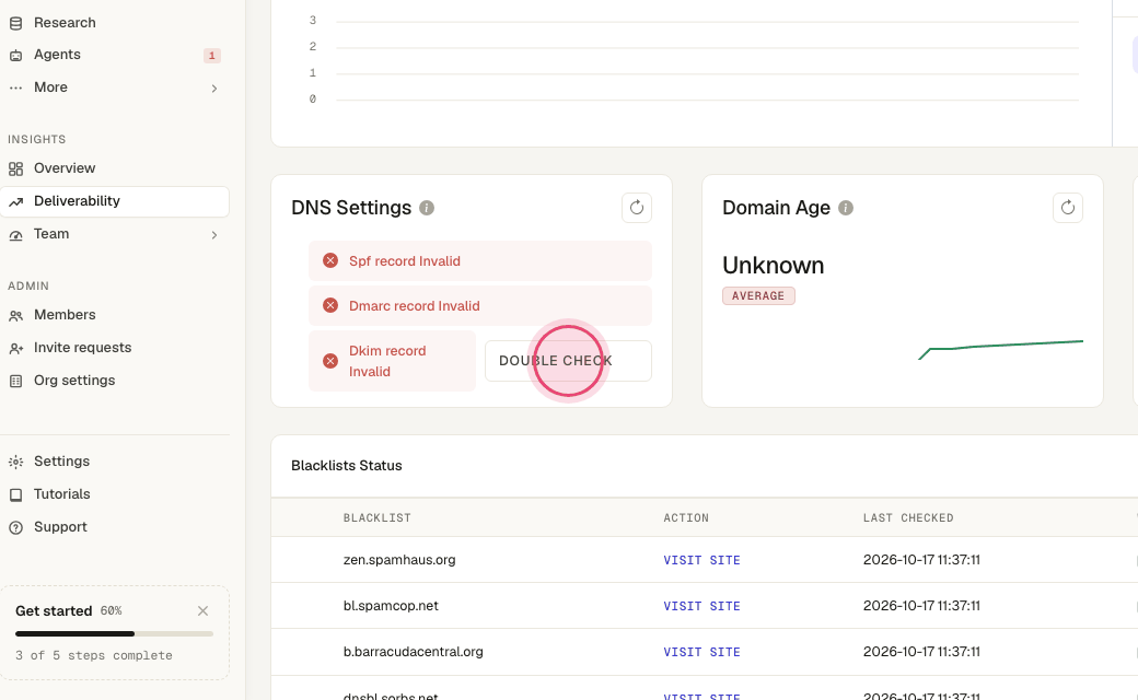 Step 6: Click "Double check" to verify DKIM on a real email.