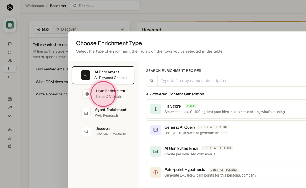 Step 8: Click "Data Enrichment".