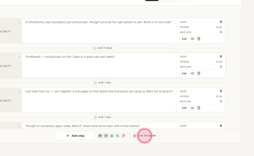 Step 8: For a whole sequence, click "Use template" at the bottom of the editor.