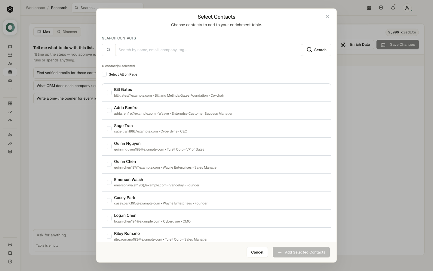 Step 3: Pick contacts by list, tag or search, then confirm.