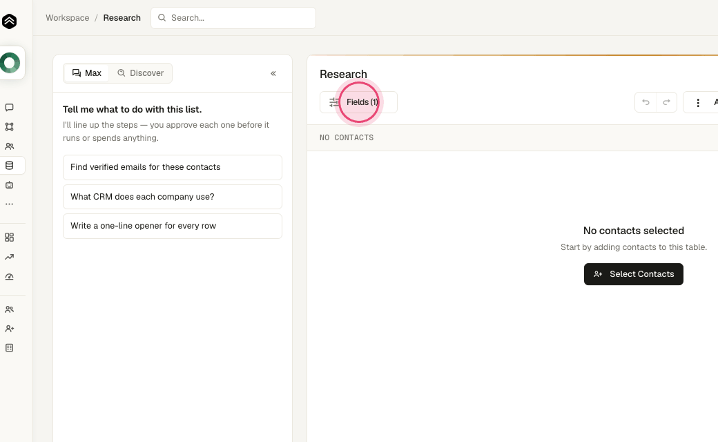 Step 5: Click "Fields" to add or hide columns.