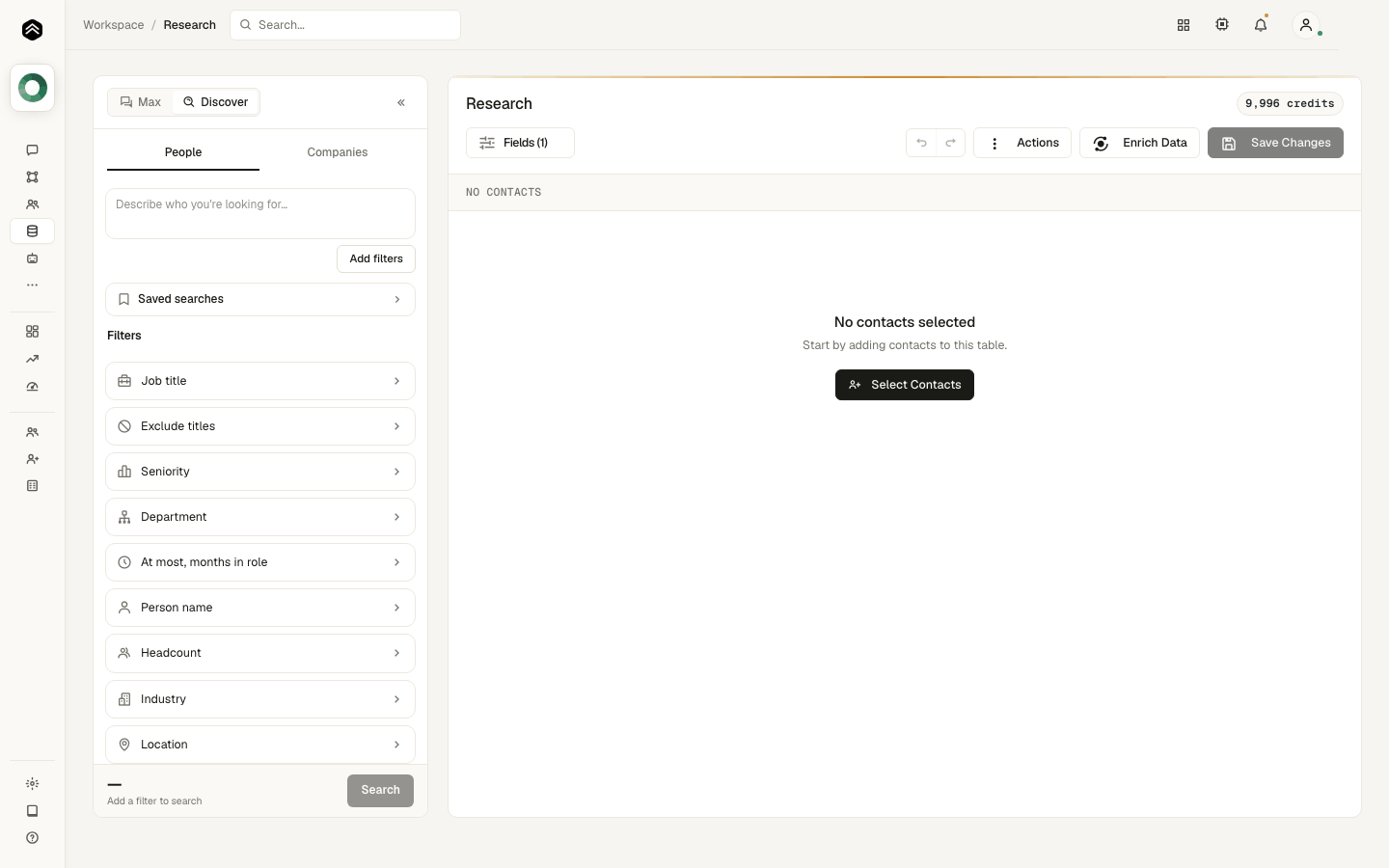 Step 8: Describe who you want; approve the batch before any credits are spent.