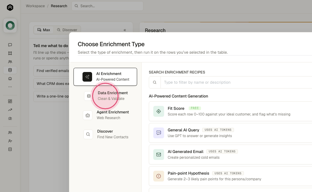Step 3: Click "Data Enrichment".