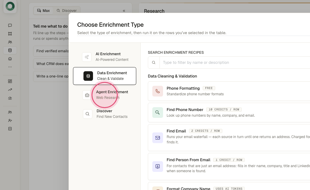 Step 5: Click "Agent Enrichment".