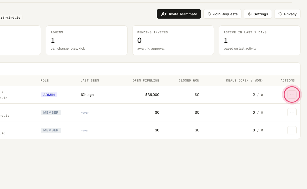 Step 7: Back on Members, use the role menu on each row to make someone a member, manager, admin or owner.