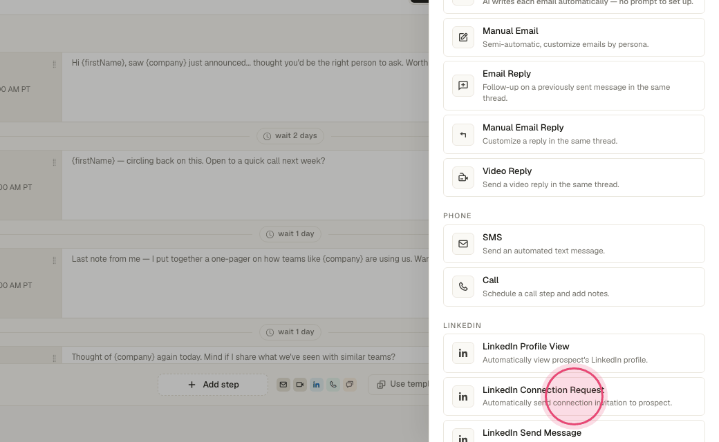 Step 4: Click "LinkedIn Connection Request".
