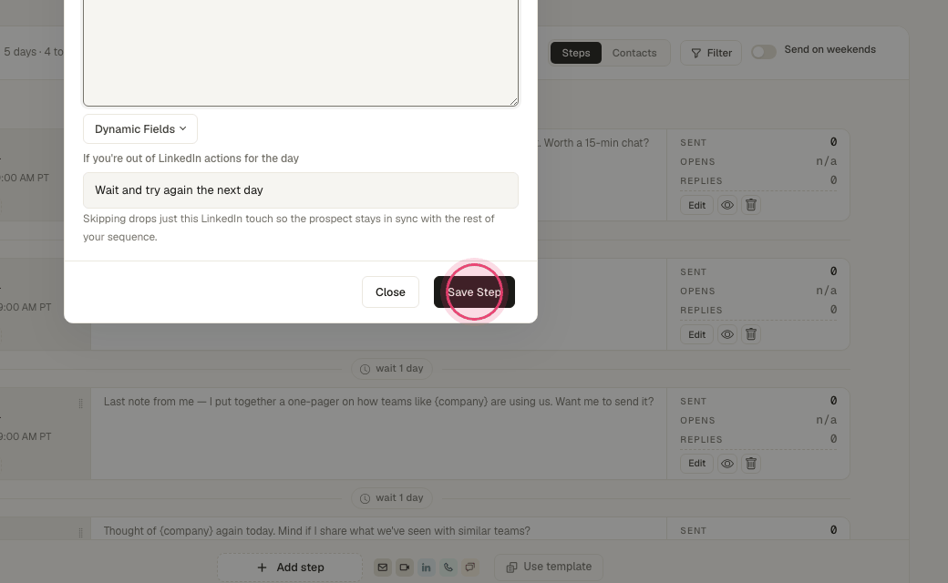 Step 7: Click "Save Step". The step runs when you press "Run in Chrome" in Message Center.