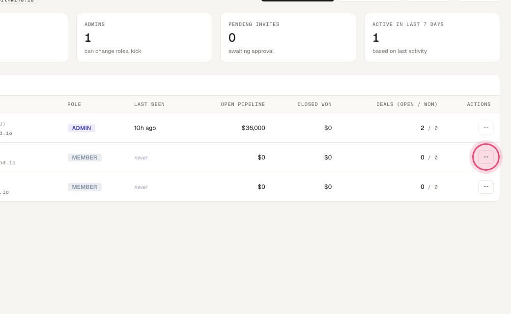 Step 2: Click the menu on a member’s row.