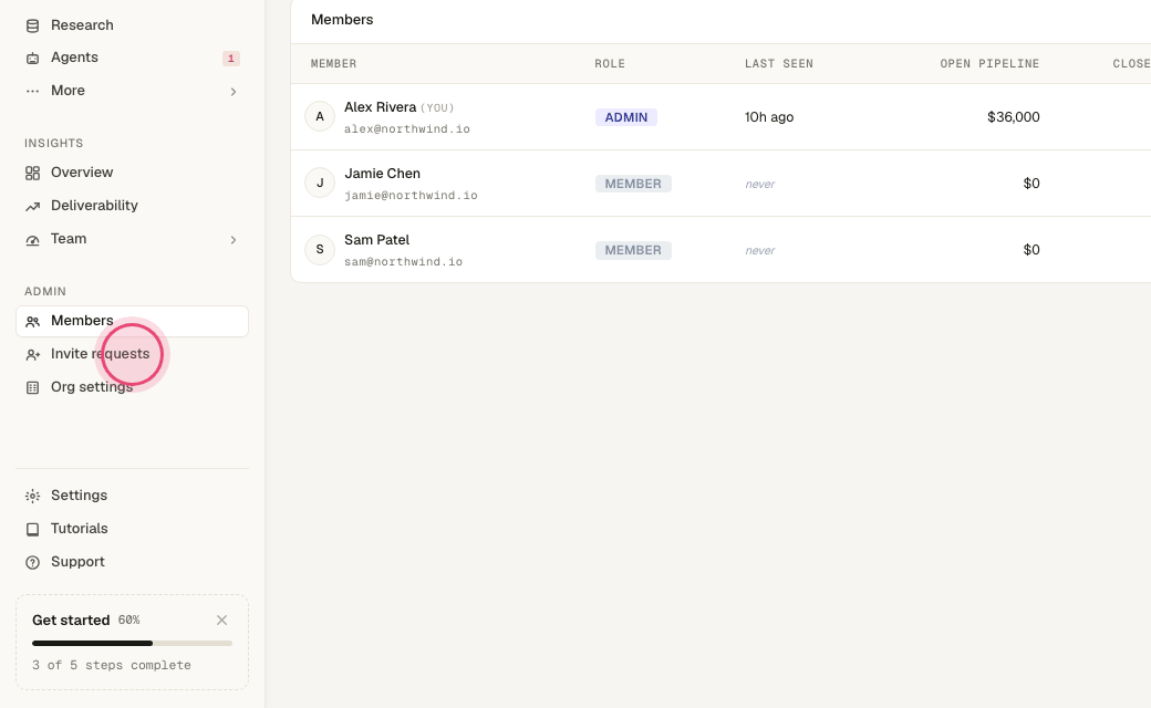 Step 4: "Join Requests" lists people on your domain waiting to be let in.