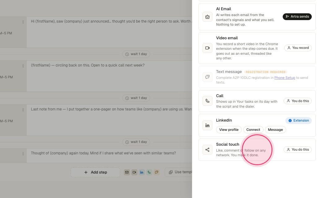 Step 7: "Social touch" is a to-do on any channel.