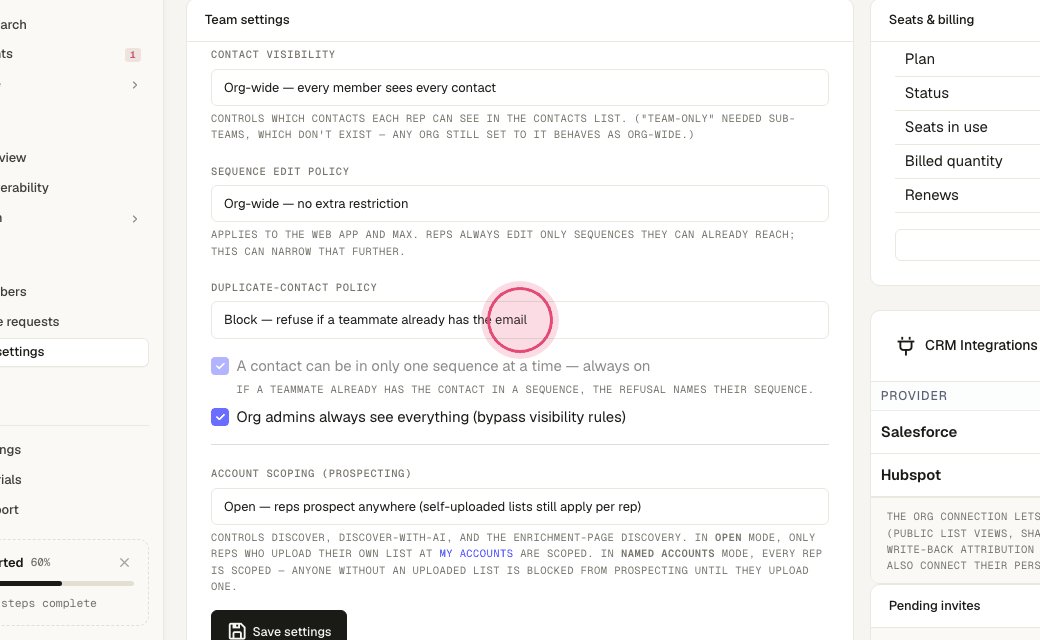 Step 3: "Collision policy" — block, warn or allow when a teammate already owns the email.