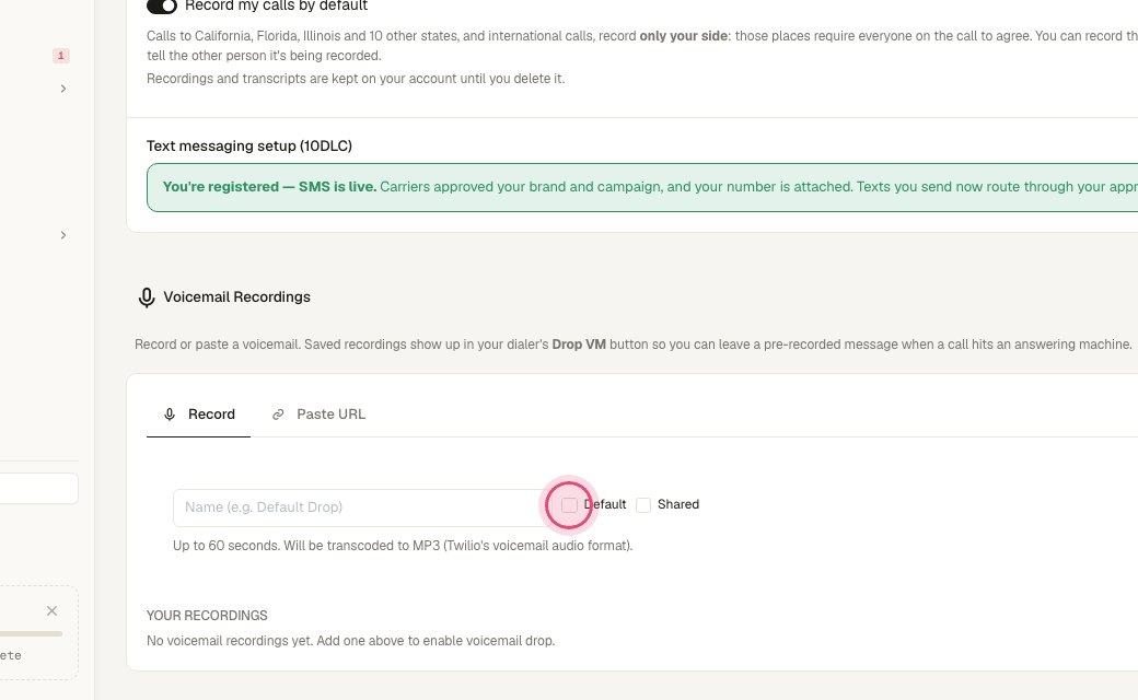 Step 8: Tick "Default" to use it unless you pick another in a session.