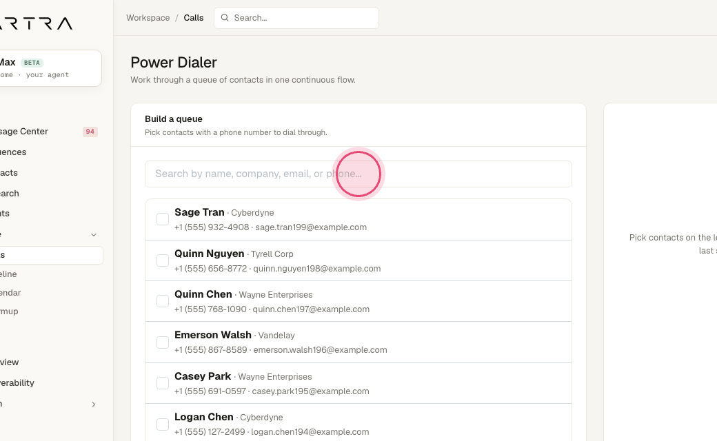 Step 2: Search by name, company, email or phone to find people with a number.