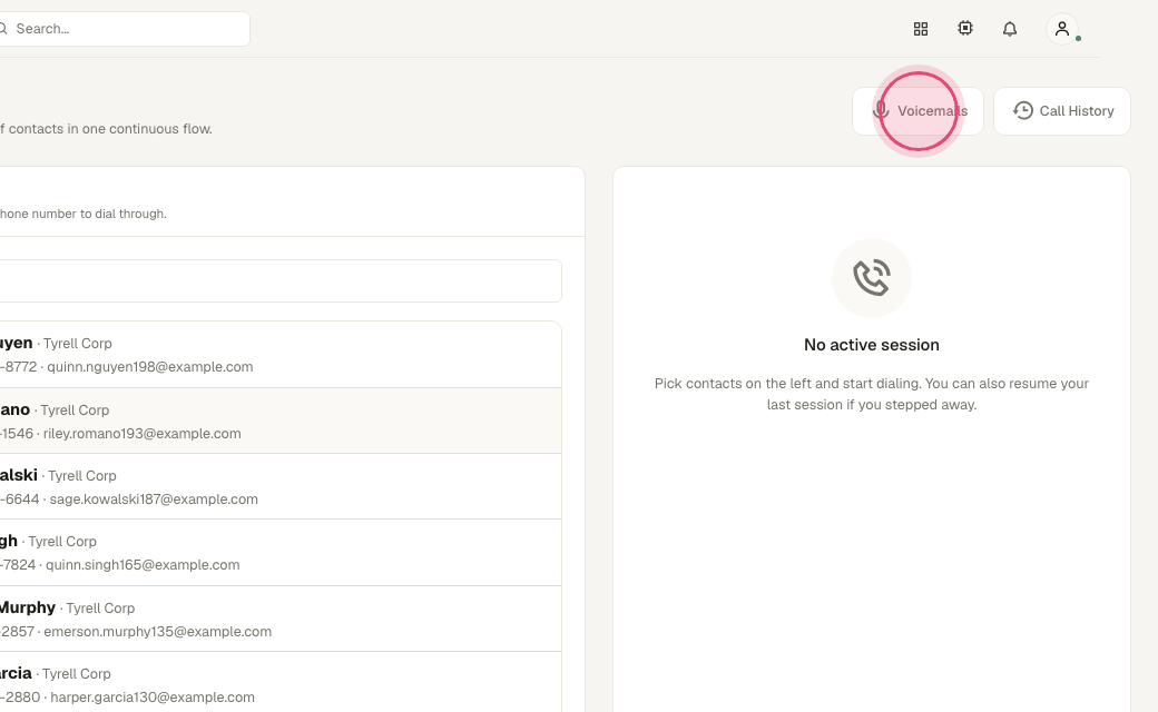 Step 7: "Voicemails" is where you record the messages used for drops.