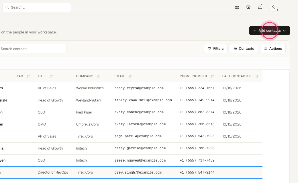 Step 2: Click "Add contacts".