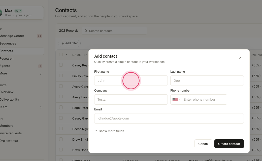 Step 4: Type the first name.
