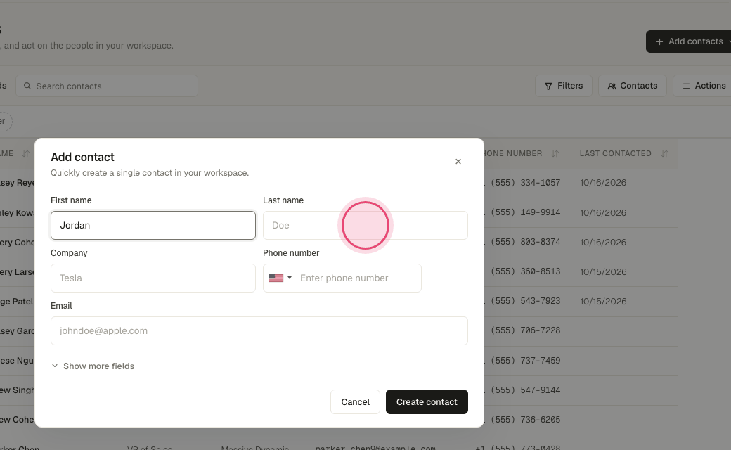 Step 5: Type the last name.