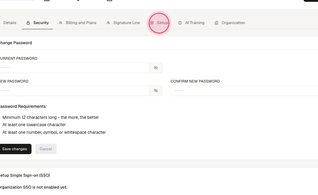Step 5: Click the "Setup" tab for "Ways to sign in".