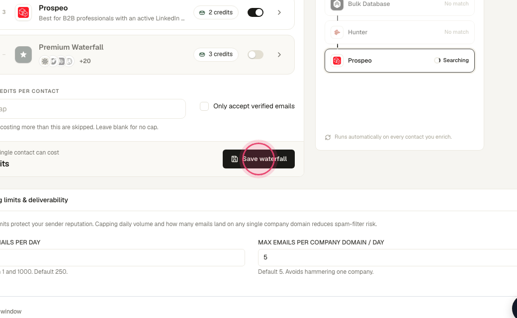 Step 5: Click "Save waterfall".