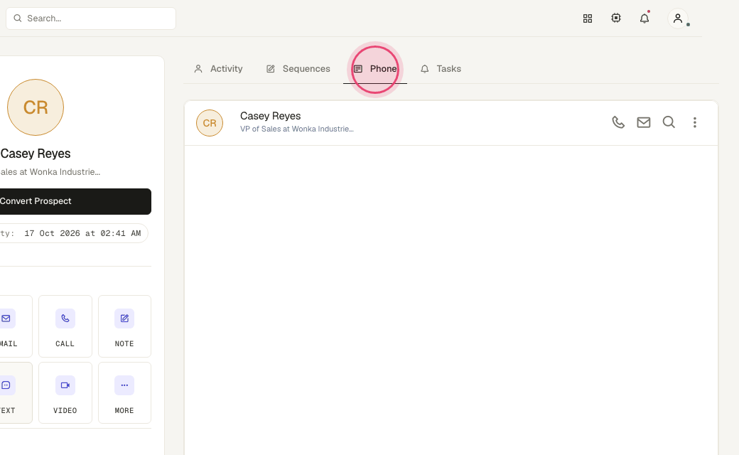Step 3: Write the message and send from your Artra number. Earlier texts with this person show in the same panel.