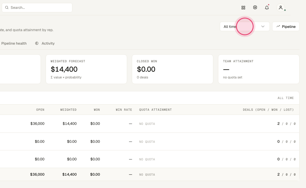 Step 2: Change the period — month, quarter, year or custom.