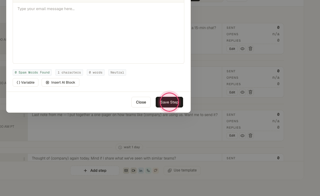 Step 6: Click "Save Step".