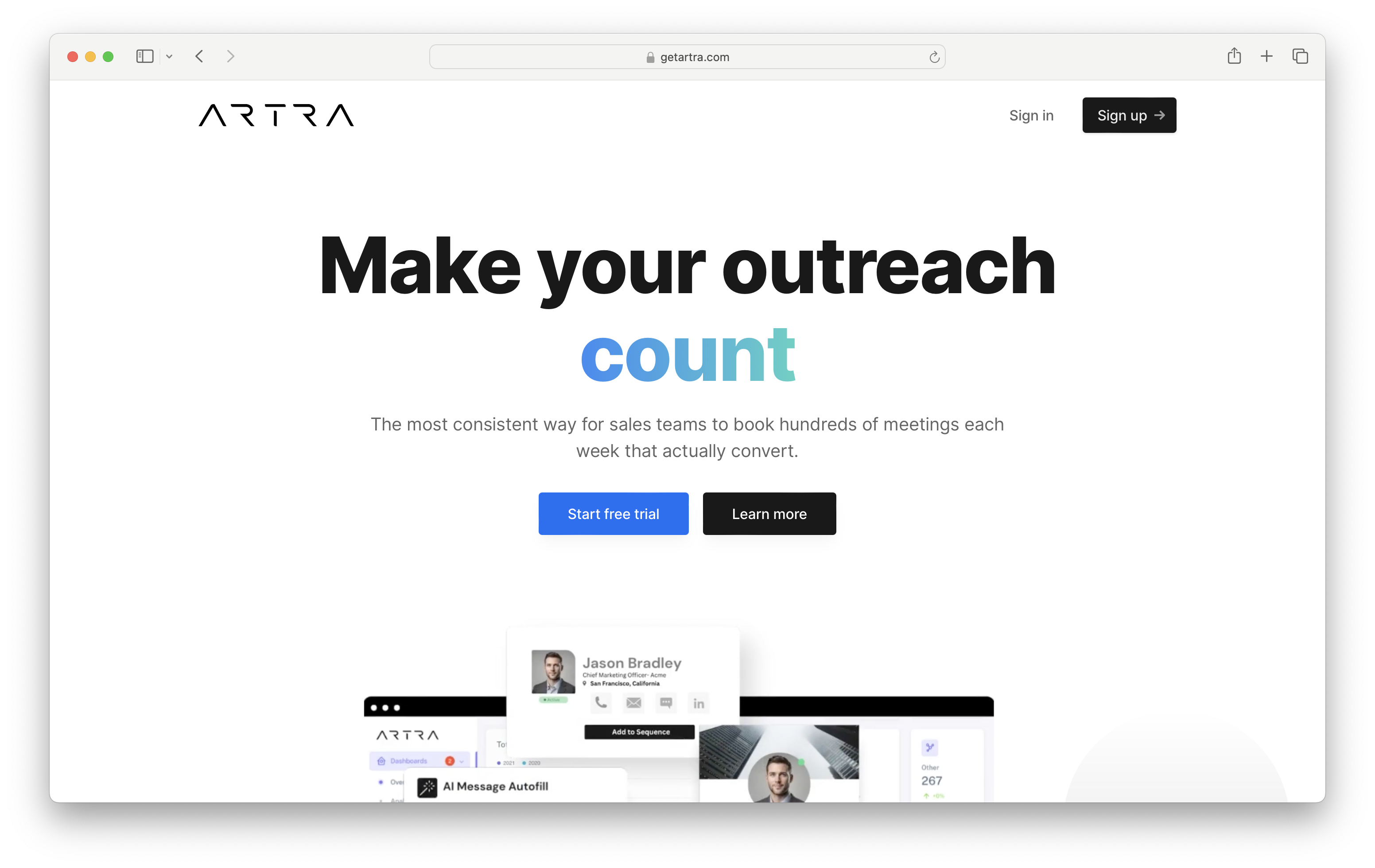 Artra Home Page